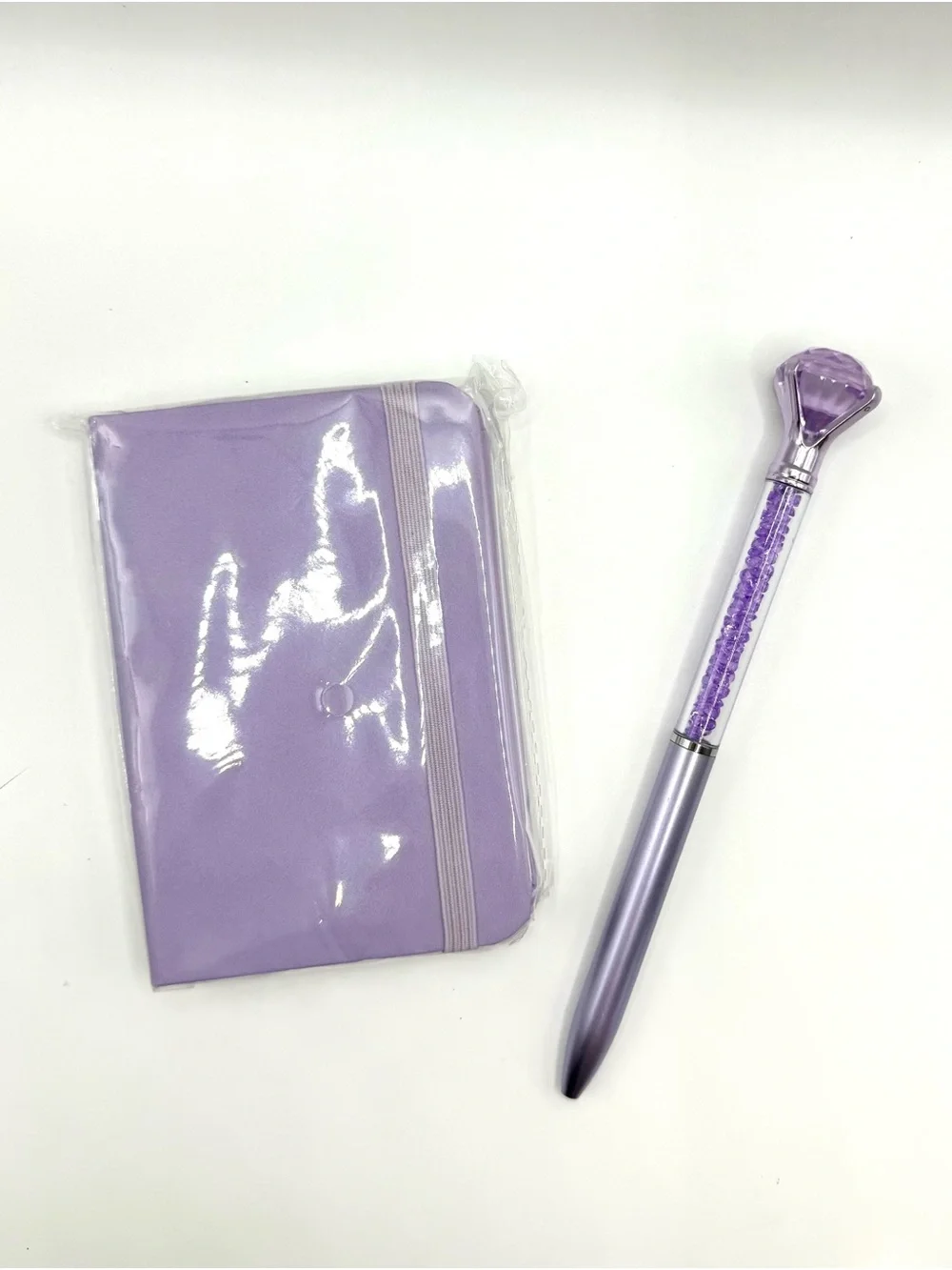 Purple A7 Pocket Notebook & Crystal Diamond Pen Gift Set Journal Planner NEW